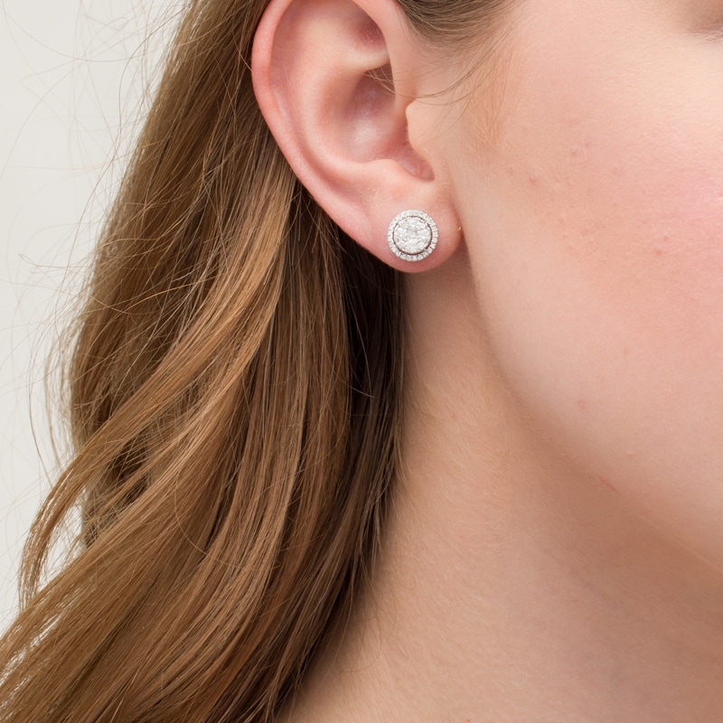 Main Image 2 of 1.00 CT. T.W. Composite Diamond Stud Earrings in 10K White Gold