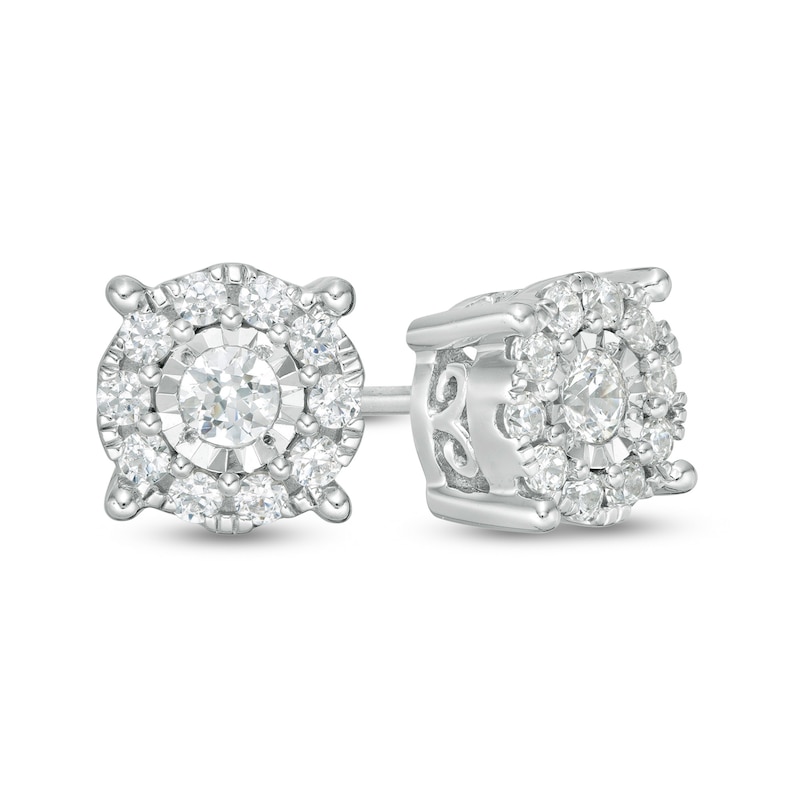 0.30 CT. T.W. Diamond Frame Stud Earrings in 10K White Gold|Peoples Jewellers