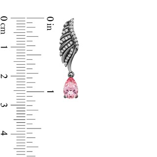 Enchanted Disney Villains Maleficent Pink Topaz and 0.15 CT. T.W. Diamond Earrings in Sterling Silver with Black Rhodium