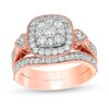 Thumbnail Image 1 of 0.95 CT. T.W. Composite Diamond Cushion Frame Heart-Sides Vintage-Style Bridal Set in 10K Rose Gold