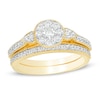 Thumbnail Image 1 of 0.58 CT. T.W. Diamond Frame Petal-Sides Vintage-Style Bridal Set in 10K Gold