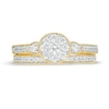 Thumbnail Image 4 of 0.58 CT. T.W. Diamond Frame Petal-Sides Vintage-Style Bridal Set in 10K Gold