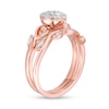 Thumbnail Image 2 of 0.23 CT. T.W. Composite Diamond Pear-Shaped Frame Leaf-Shank Bridal Set in 10K Rose Gold