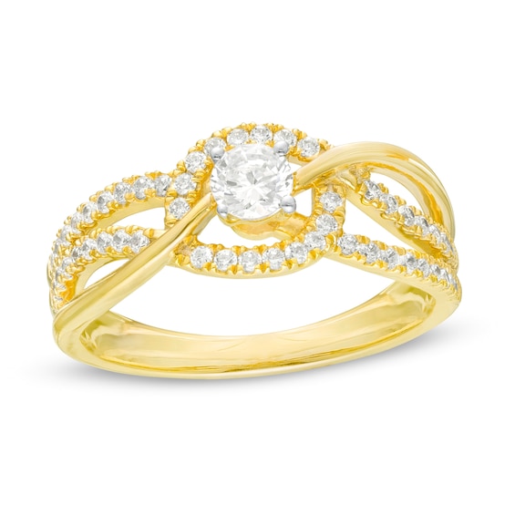 0.45 CT. T.W. Diamond Multi-Row Bypass Engagement Ring in 10K Gold