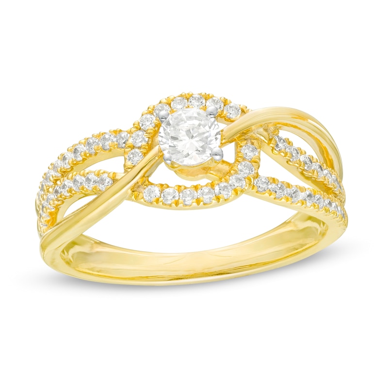 0.45 CT. T.W. Diamond Multi-Row Bypass Engagement Ring in 10K Gold
