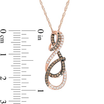 0.32 CT. T.W. Champagne and White Diamond Layered Infinity Pendant in 10K Rose Gold