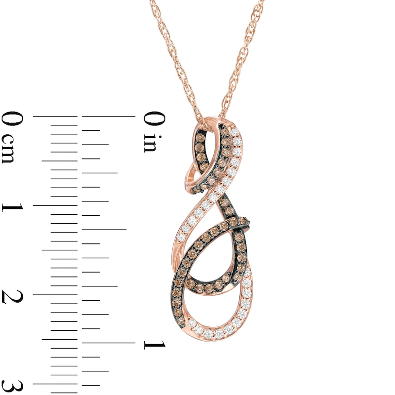 0.32 CT. T.W. Champagne and White Diamond Layered Infinity Pendant in 10K Rose Gold