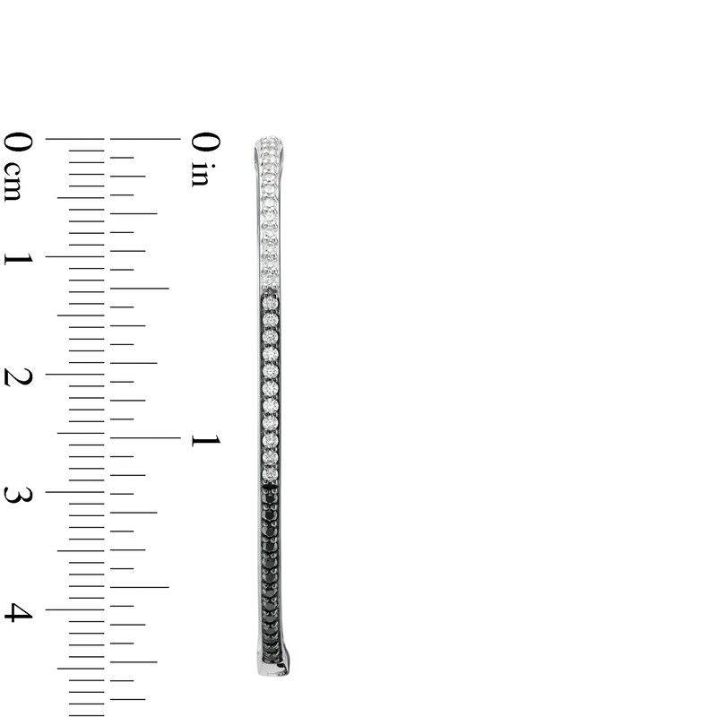 Main Image 3 of 0.50 CT. T.W. Enhanced Black and White Diamond Hoop Earrings in Sterling Silver and Black Rhodium Plate