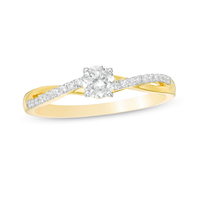 Main Image 1 of 0.29 CT. T.W. Diamond Twist Shank Engagement Ring in 10K Gold