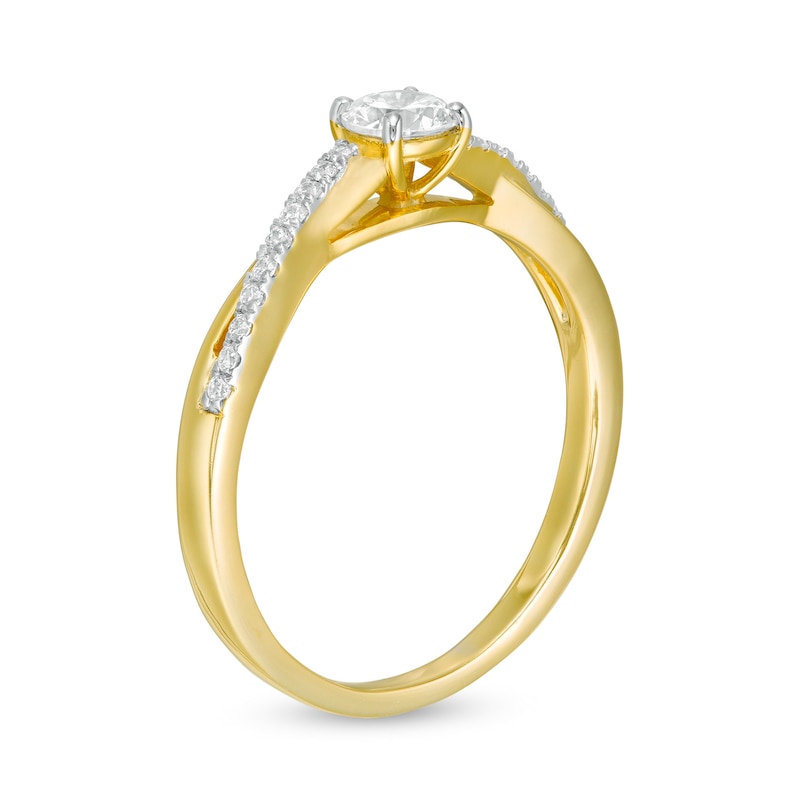 Main Image 3 of 0.29 CT. T.W. Diamond Twist Shank Engagement Ring in 10K Gold