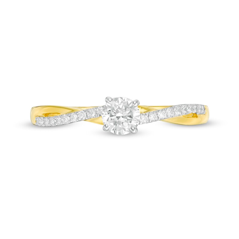 Main Image 4 of 0.29 CT. T.W. Diamond Twist Shank Engagement Ring in 10K Gold