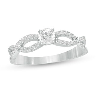 0.45 CT. T.W. Diamond Twist Shank Engagement Ring in 10K White Gold