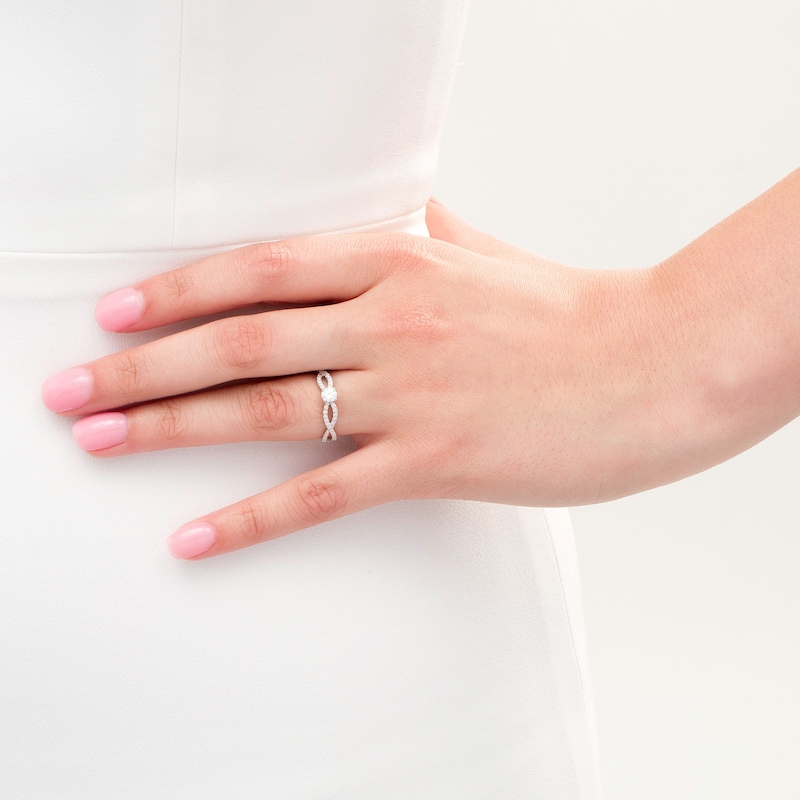Main Image 2 of 0.45 CT. T.W. Diamond Twist Shank Engagement Ring in 10K White Gold