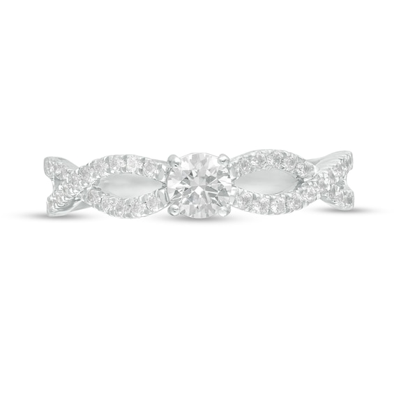 0.45 CT. T.W. Diamond Twist Shank Engagement Ring in 10K White Gold