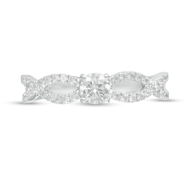 Main Image 4 of 0.45 CT. T.W. Diamond Twist Shank Engagement Ring in 10K White Gold
