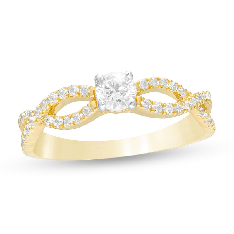 Main Image 1 of 0.45 CT. T.W. Diamond Twist Shank Engagement Ring in 10K Gold