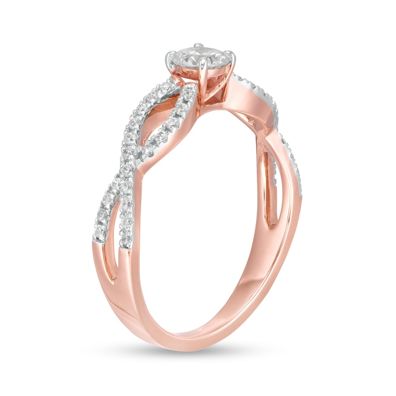 Main Image 3 of 0.45 CT. T.W. Diamond Twist Shank Engagement Ring in 10K Rose Gold