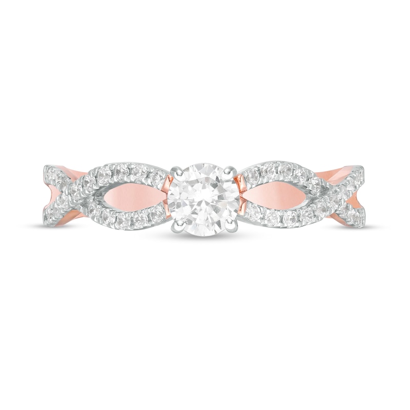Main Image 4 of 0.45 CT. T.W. Diamond Twist Shank Engagement Ring in 10K Rose Gold