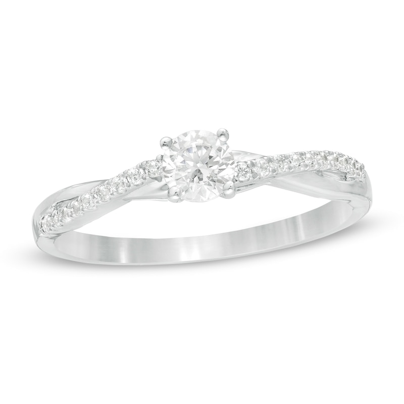 0.29 CT. T.W. Diamond Twist Engagement Ring in 10K White Gold|Peoples Jewellers