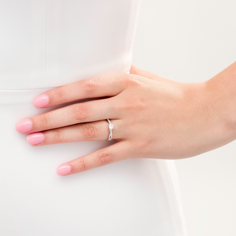 Main Image 2 of 0.29 CT. T.W. Diamond Twist Engagement Ring in 10K White Gold