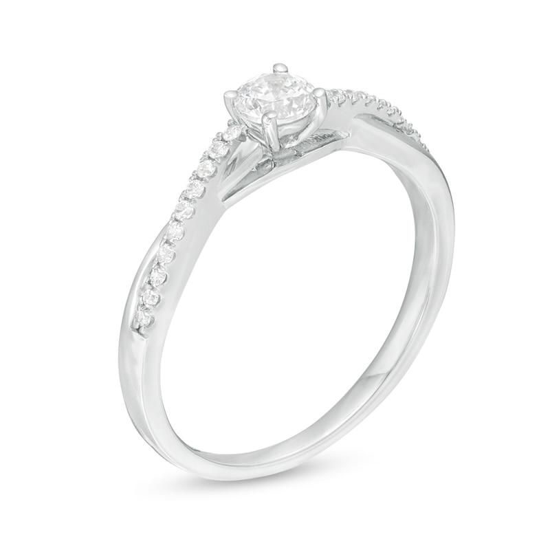 Main Image 3 of 0.29 CT. T.W. Diamond Twist Engagement Ring in 10K White Gold