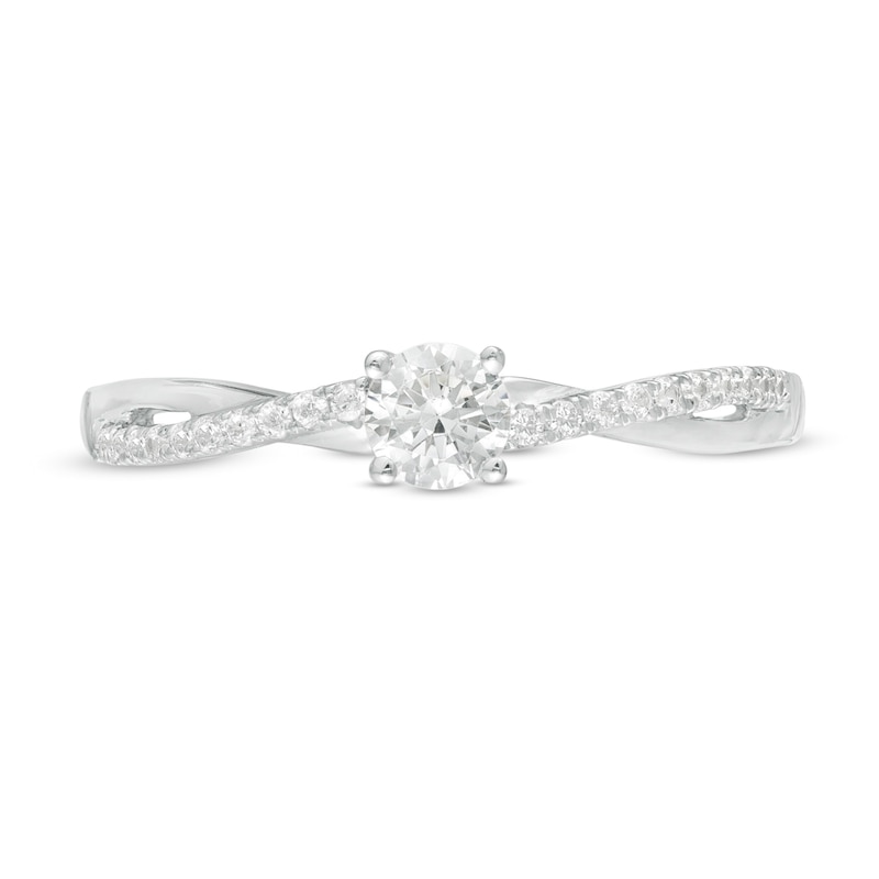 Main Image 4 of 0.29 CT. T.W. Diamond Twist Engagement Ring in 10K White Gold
