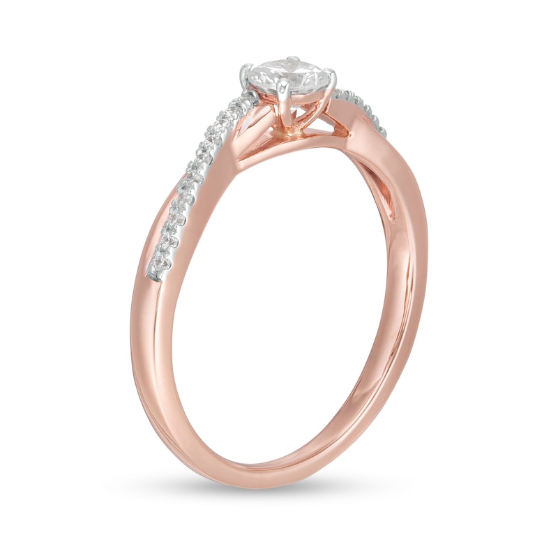 Main Image 3 of 0.29 CT. T.W. Diamond Twist Shank Engagement Ring in 10K Rose Gold