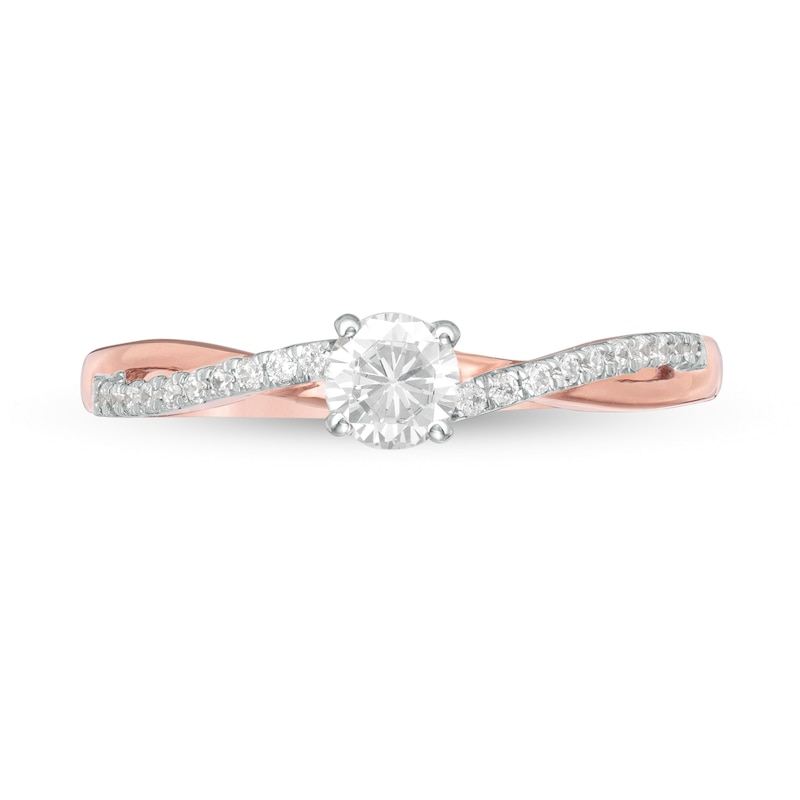 Main Image 4 of 0.29 CT. T.W. Diamond Twist Shank Engagement Ring in 10K Rose Gold