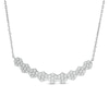 Thumbnail Image 0 of 0.25 CT. T.W. Composite Diamond Multi-Flower Curved Bar Necklace in Sterling Silver