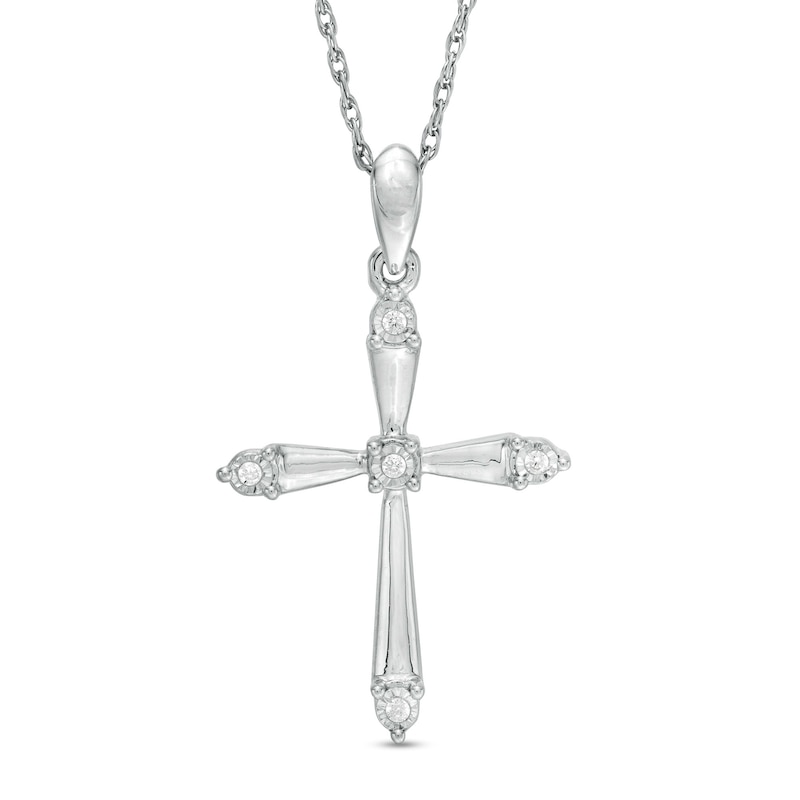 Diamond Accent Cross Pendant in Sterling Silver