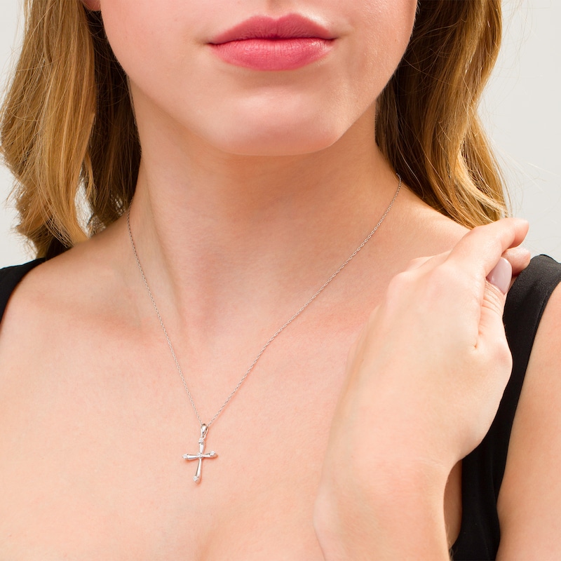 Main Image 2 of Diamond Accent Cross Pendant in Sterling Silver