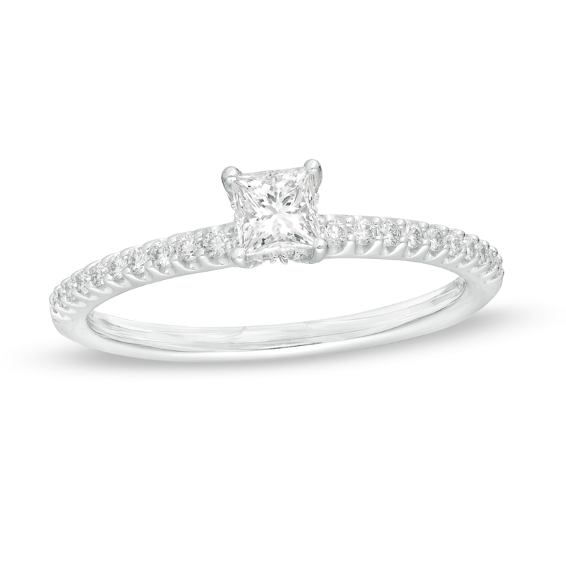 0.50 CT. T.W. Princess-Cut Diamond Engagement Ring in 14K White Gold