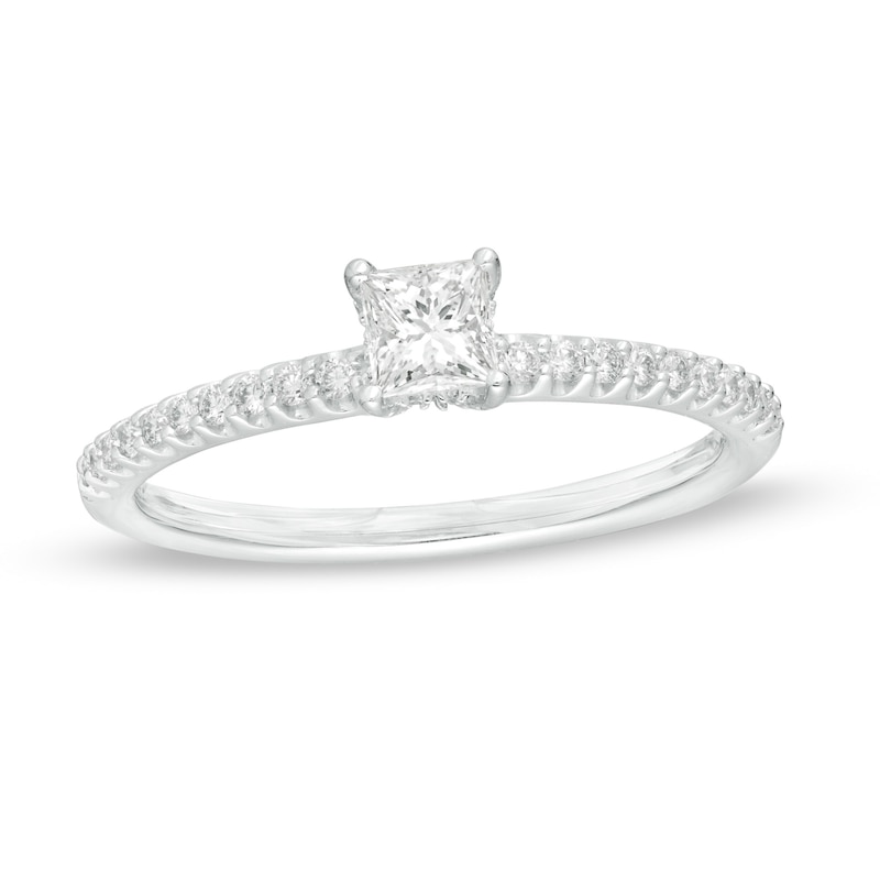 0.50 CT. T.W. Princess-Cut Diamond Engagement Ring in 14K White Gold|Peoples Jewellers