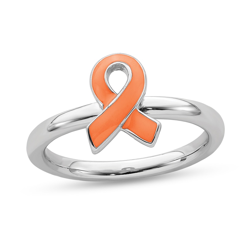Stackable Expressions™ Enamel Awareness Ribbon Ring in Sterling Silver|Peoples Jewellers