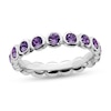 Thumbnail Image 1 of Stackable Expressions™ Bezel-Set Purple Crystal February Birthstone Ring in Sterling Silver