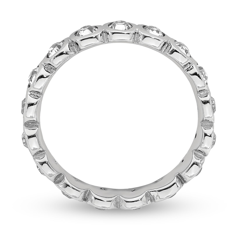 Main Image 2 of Stackable Expressions™ Bezel-Set White Crystal April Birthstone Ring in Sterling Silver