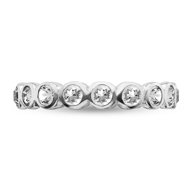 Stackable Expressions™ Bezel-Set White Crystal April Birthstone Ring in Sterling Silver