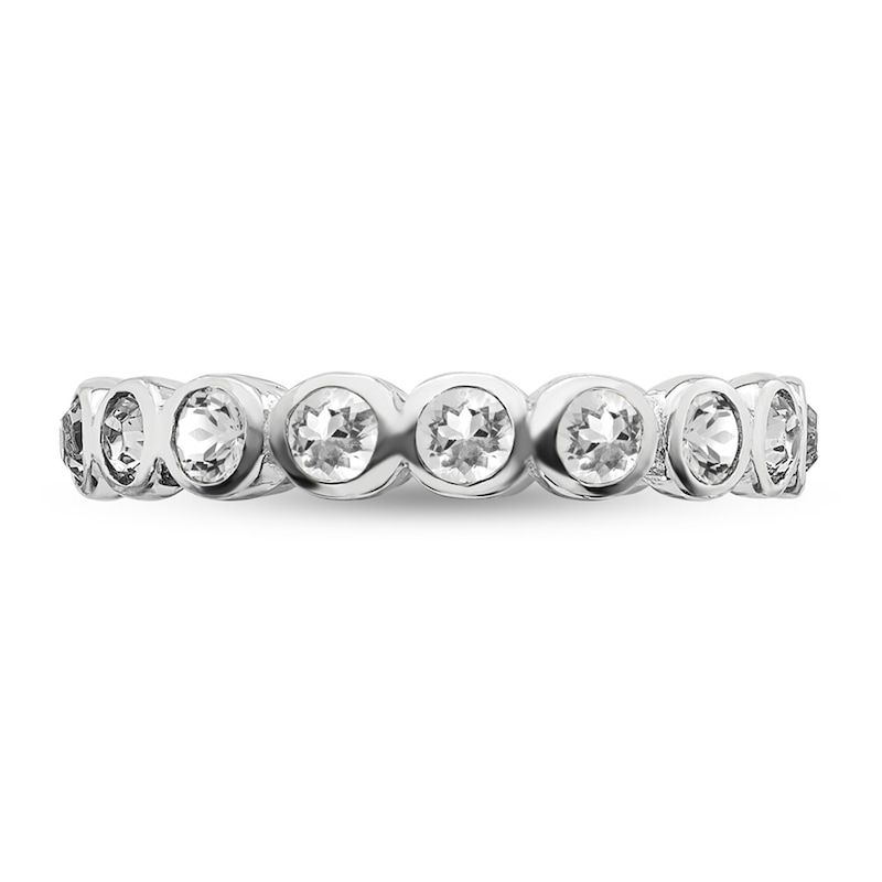 Main Image 3 of Stackable Expressions™ Bezel-Set White Crystal April Birthstone Ring in Sterling Silver