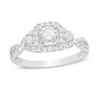 0.25 CT. T.W. Diamond Cushion Frame Twist Shank Engagement Ring in 10K White Gold