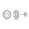 Thumbnail Image 1 of 8.0mm Lab-Created White Sapphire Frame Stud Earrings in Sterling Silver