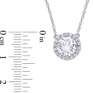 8.0mm Lab-Created White Sapphire Frame Necklace in Sterling Silver