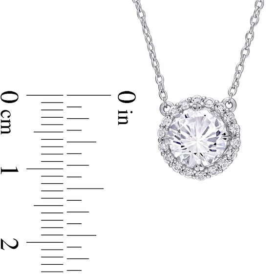 8.0mm Lab-Created White Sapphire Frame Necklace in Sterling Silver