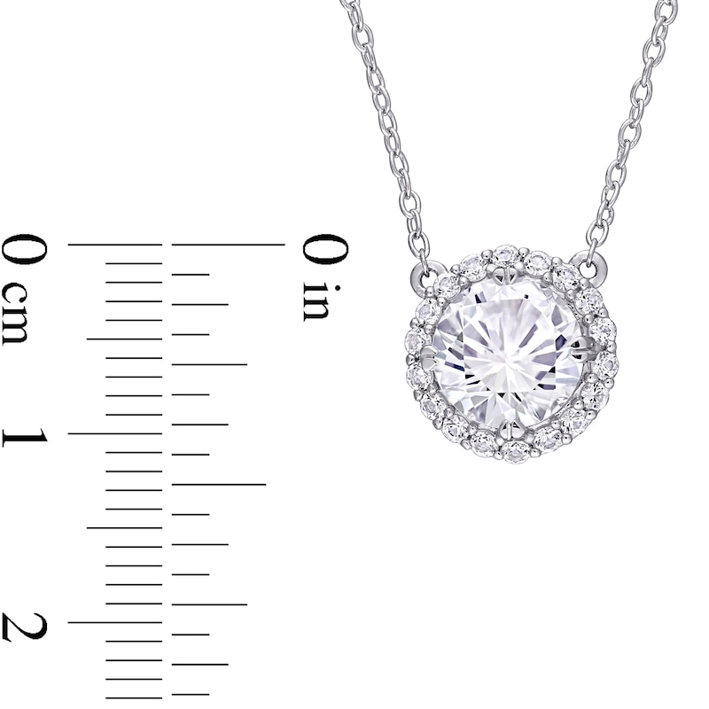 8.0mm Lab-Created White Sapphire Frame Necklace in Sterling Silver