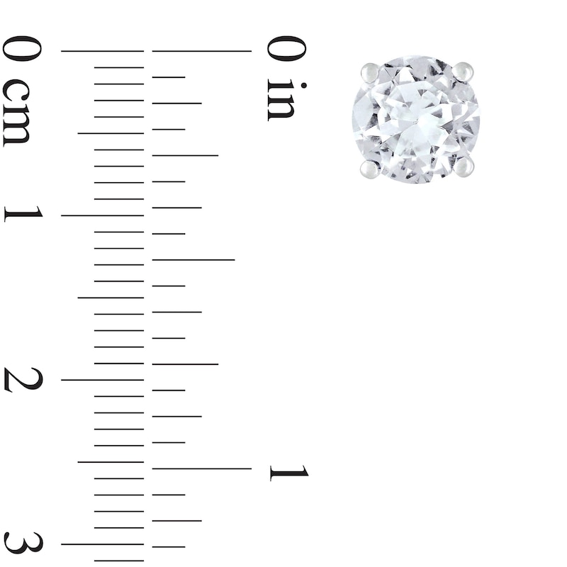 8.0mm Lab-Created White Sapphire Solitaire Stud Earrings in Sterling Silver