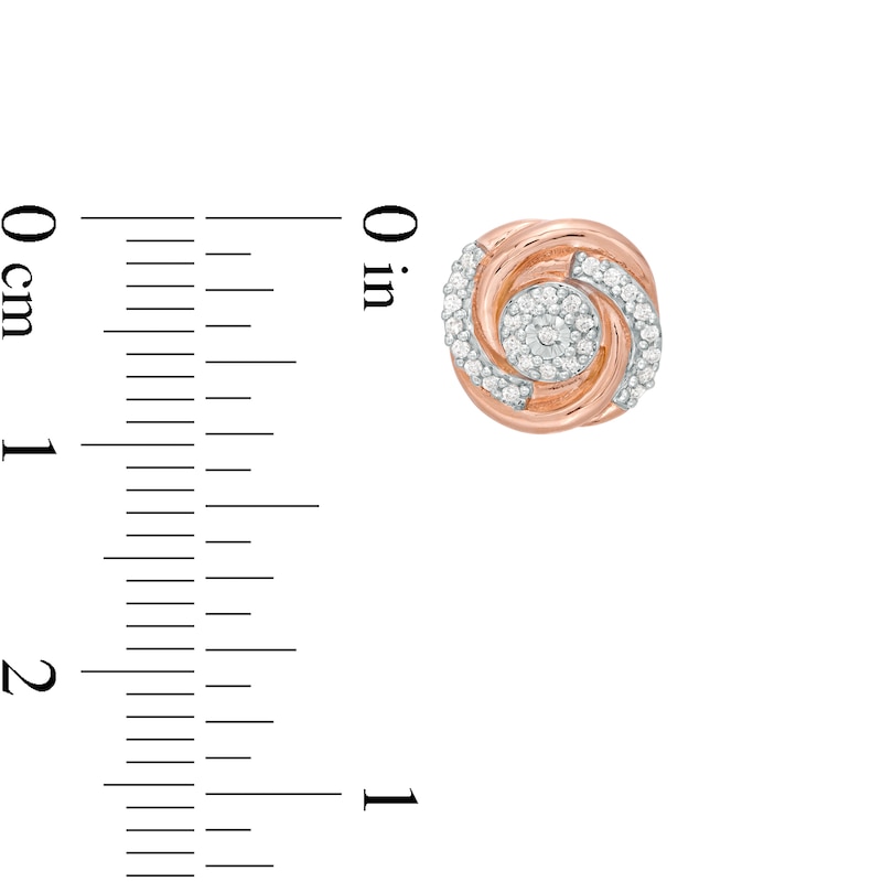 Main Image 3 of 0.145 CT. T.W. Composite Diamond Swirl Stud Earrings in 10K Rose Gold