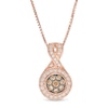 Thumbnail Image 1 of 0.25 CT. T.W. Champagne and White Diamond Frame Pendant in 10K Rose Gold