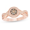 Thumbnail Image 0 of 0.25 CT. T.W. Champagne and White Composite Diamond Twist Shank Ring in 10K Rose Gold