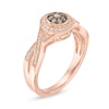 Thumbnail Image 1 of 0.25 CT. T.W. Champagne and White Composite Diamond Twist Shank Ring in 10K Rose Gold