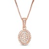 Thumbnail Image 1 of 0.32 CT. T.W. Baguette and Round Composite Diamond Oval Frame Pendant in 10K Rose Gold