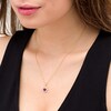 Thumbnail Image 2 of 6.0mm Amethyst and Lab-Created White Sapphire Sunburst Frame Vintage-Style Drop Pendant in 10K Gold